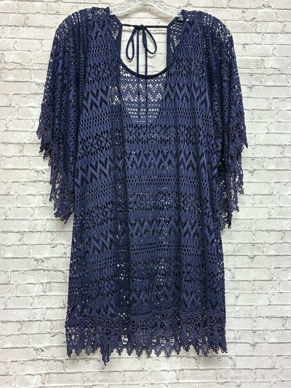 Lucy Love Swimsuit Cover Up Woman's Size Small Sheer Navy Blue Beach Summer